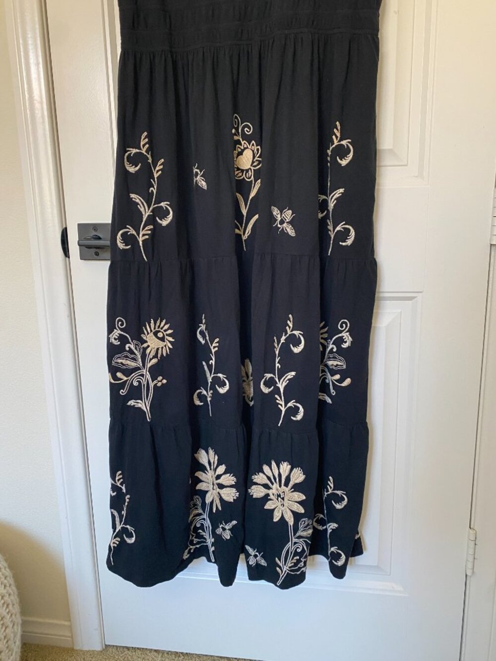 Johnny Was | Smocked Waist Tiered Maxi Dress in Black - Picture 10 of 12